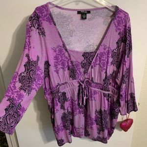Style & Co 1X purple paisley shirt